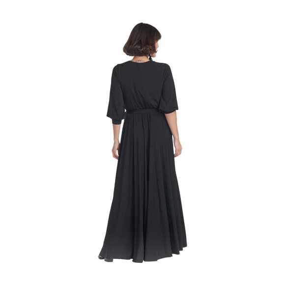 NWT Buru black stretch jersey wrap maxi dress - Picture 7 of 11